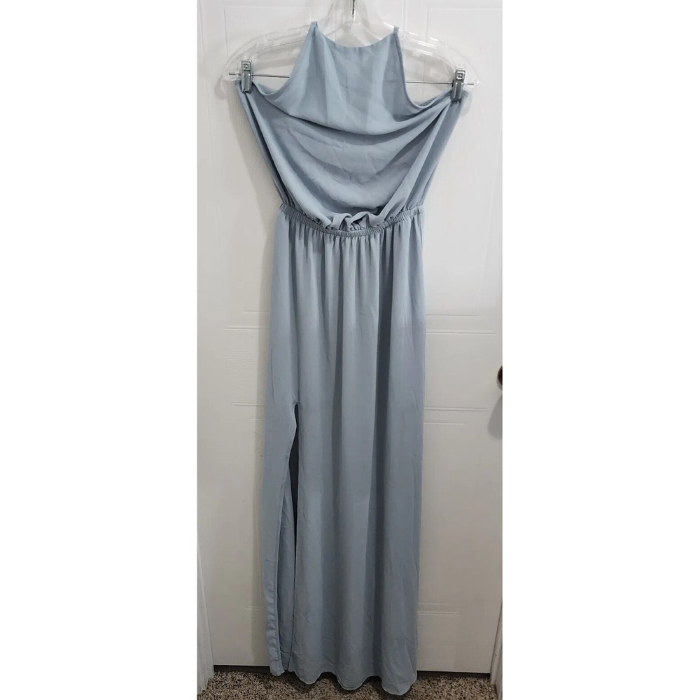 Show Me Your Mumu Heather Halter Dress Solid Blue High Neck Size XS Polyester